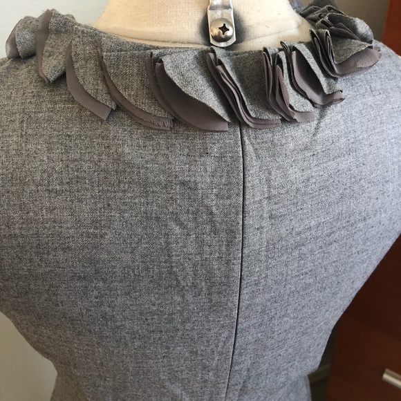 NWT J. Crew Gray Dress Ruffle Neckline - Picture 6 of 8